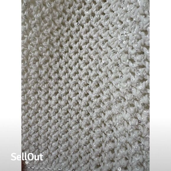 Joie Women's XS Ivory Sparkly Lace-Up V-Neck Pullover Sweater - Picture 7 of 7